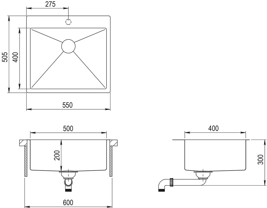 Aquastone ELEGANT 130-50 nerez kartáčovaný 
