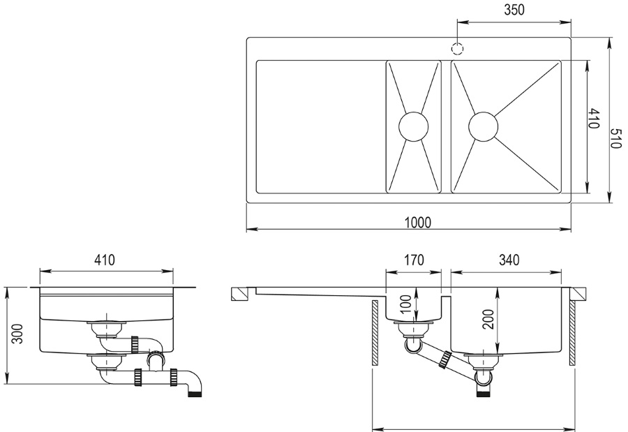 Aquastone ELEGANT 210-40/L nerez kartáčovaný 