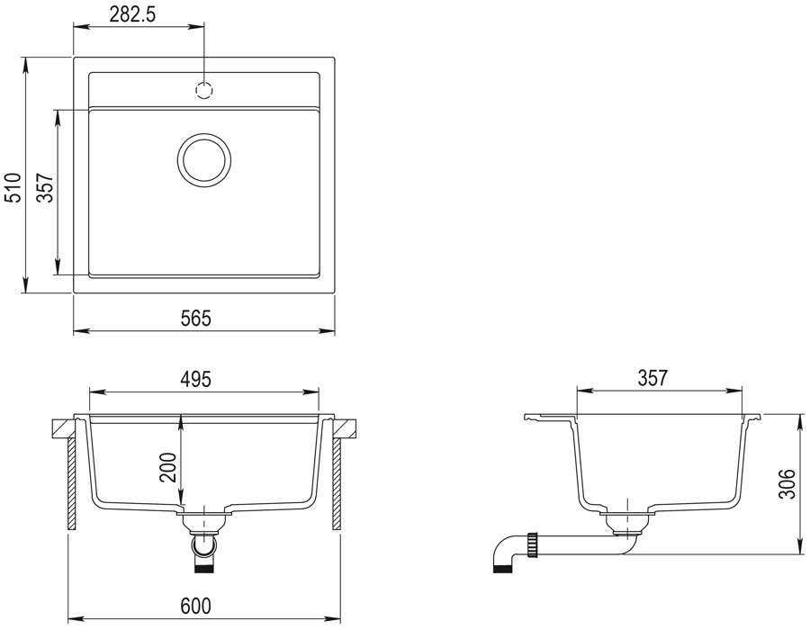 Aquastone SIMPLE 60 černá metalická 