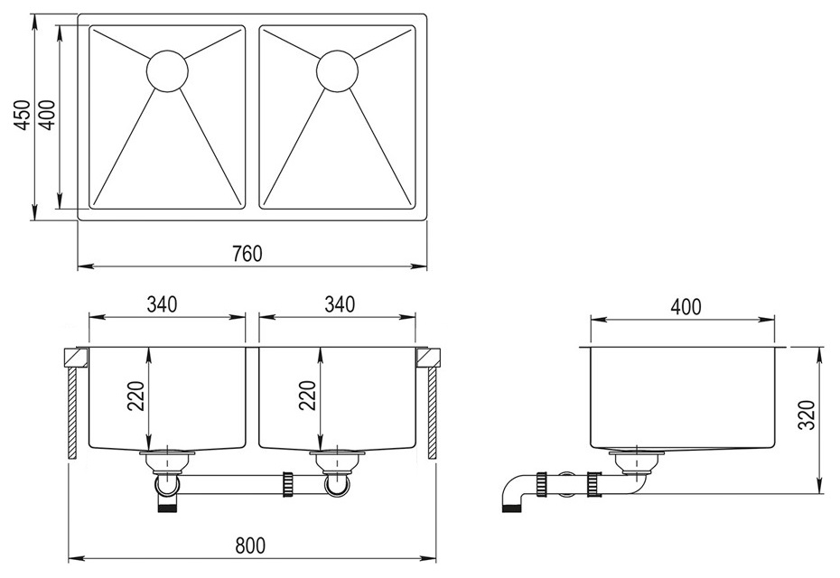 Aquastone ELEGANT 220-34 nerez kartáčovaný 